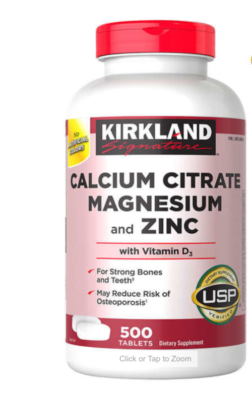 Kirkland Signature Calcium Citrate, Magnesium, and Zinc 