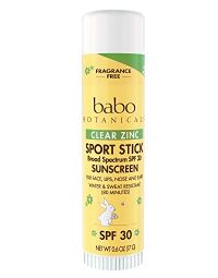 Babo Botanicals SPF 30 Fragrance Free Clear Zinc Sport Stick 0.6 Ounce - Sunscreen SPF 30, EWG Rated 1, Non Nano Natural Zinc