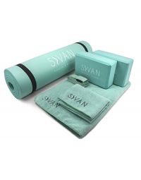 Sivan 6-Piece Yoga Set- Includes 1/2" Ultra Thick NBR Exercise Mat, 2 Yoga Blocks, 1 Yoga Mat Towel, 1 Yoga Hand Towel and a Yoga Strap (Teal)