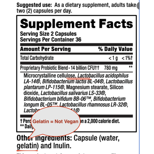 Gelatin capsules are not vegan